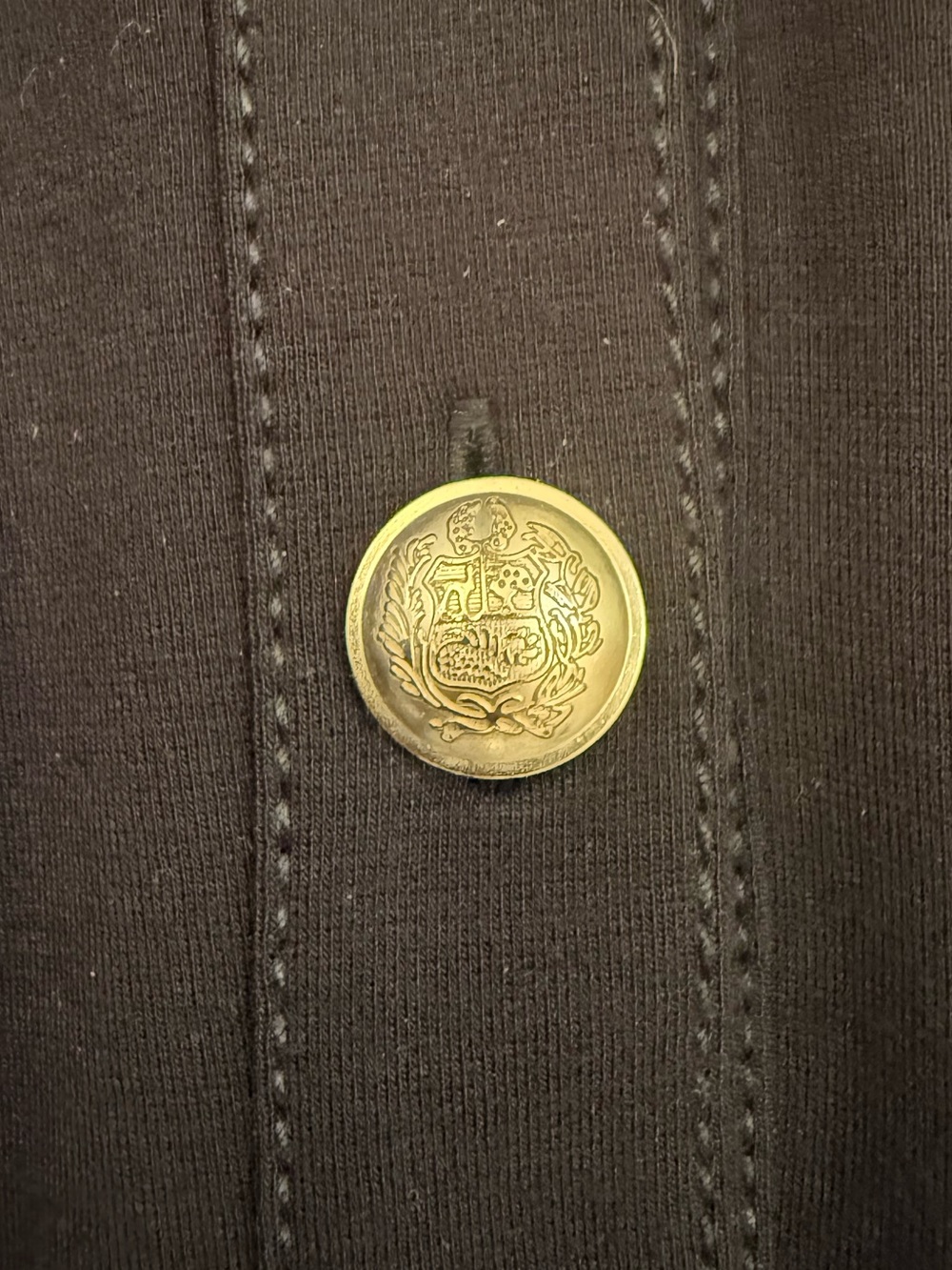 Black Short-Sleeve Shirt Dress with Gold Buttons - Picture 6 of 10